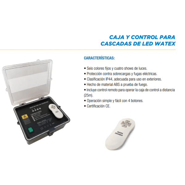 CAJA Y CONTROL PARA CASCADAS DE LED WATEX
